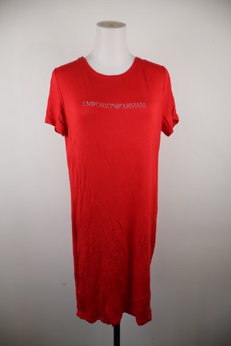 Emporio Armani, Emporio Armani Red Cotton Elastane Tunic Dress Short Sleeve TG 4 Vintage Woman