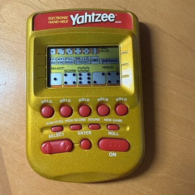Hasbro 2002 Vintage Yahtzee Handheld Pocket Electronic Game Gold - TESTED