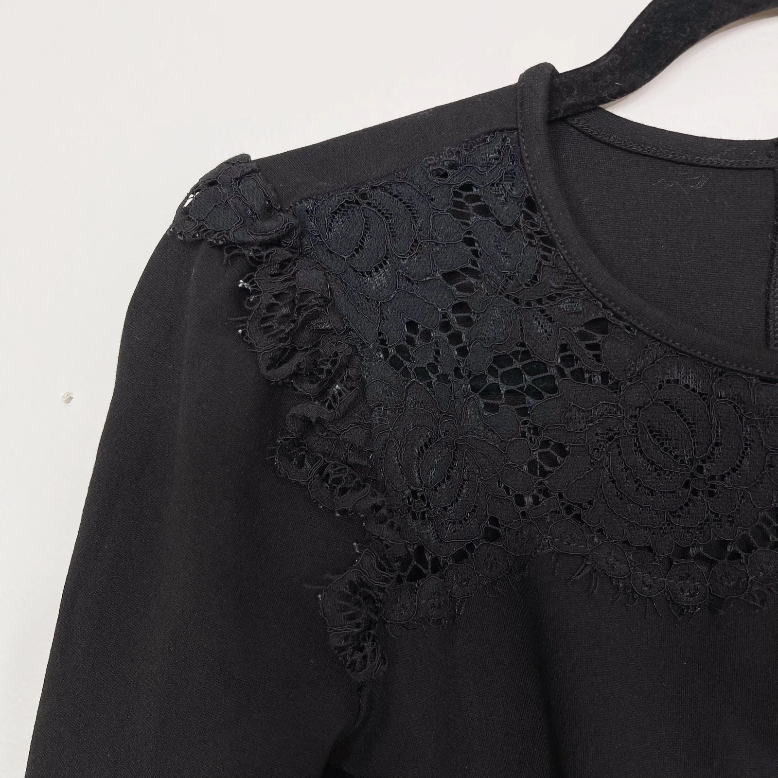 Abito Kate Spade pizzo Yoke Ponte manica lunga nero XSmall XS buco della serratura dietro