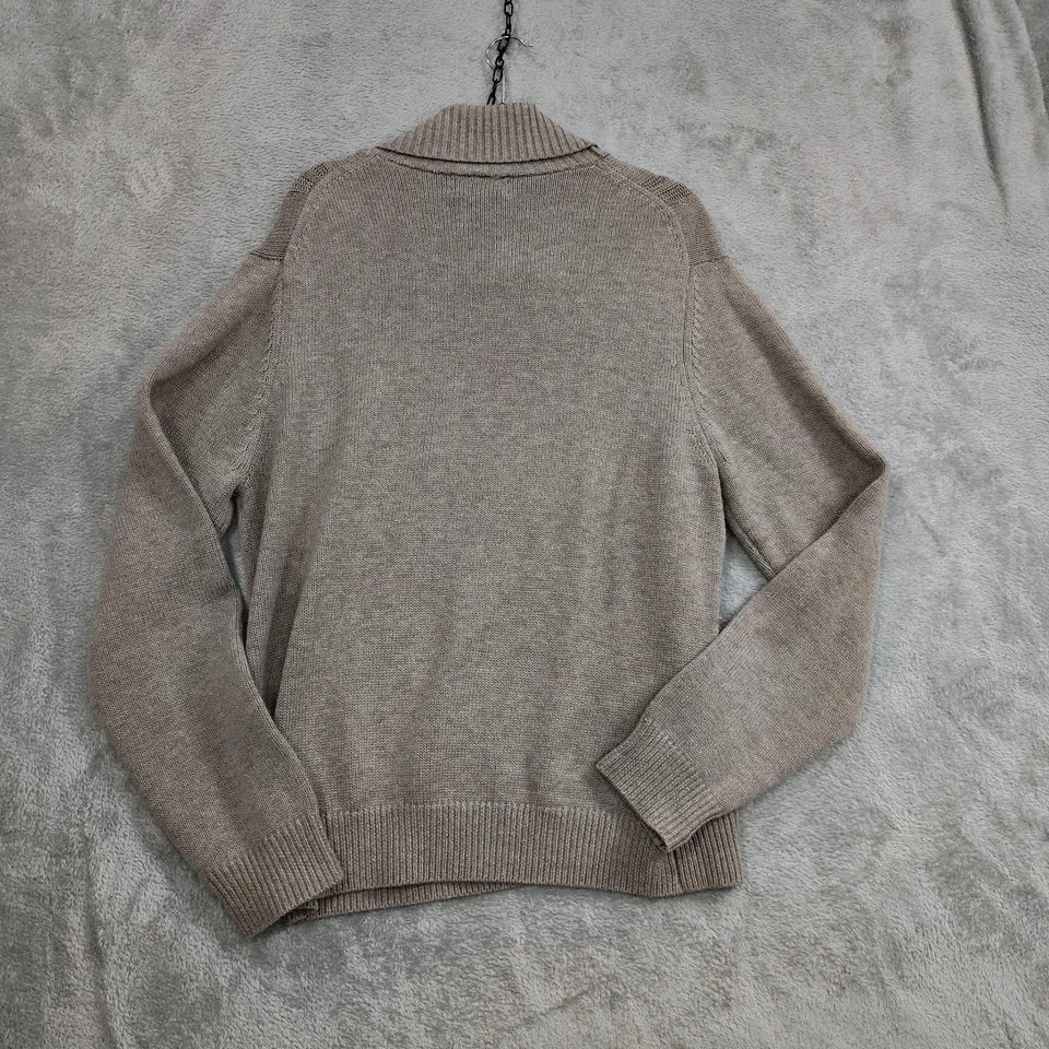 Toscano 男式电缆针织毛衣 XL 美利奴羊毛混纺披肩 渔夫 爷爷 — 第 2/4 张图片