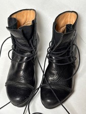 Stivaletti Trippen Lacuna f in pelle nera con zeppa spaccata Germania taglia 35