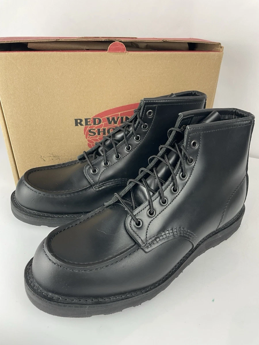 Red Wing 8137 Moc Toe Classic Black Leather Trac Tred Wedge Boots Red Wing 8137 Moc Toe Classic Black Leather Trac Tred Wedge Boots