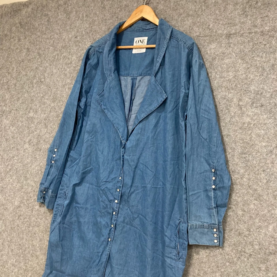 Chaqueta One Teaspoon Mujer Talla Grande Azul Algodón Lyocell Denim Bolsillos a Presión Foto 2 de 4