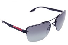 PRADA SPORT 60US DG03M1 Mens Square Rimless Sunglasses Large MATTE BLACK GREY