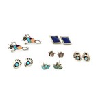 Southwest Sterling Silver Turquoise Coral Bloom Claw Earring Lot of 6 #S5036-3 — photo 2
