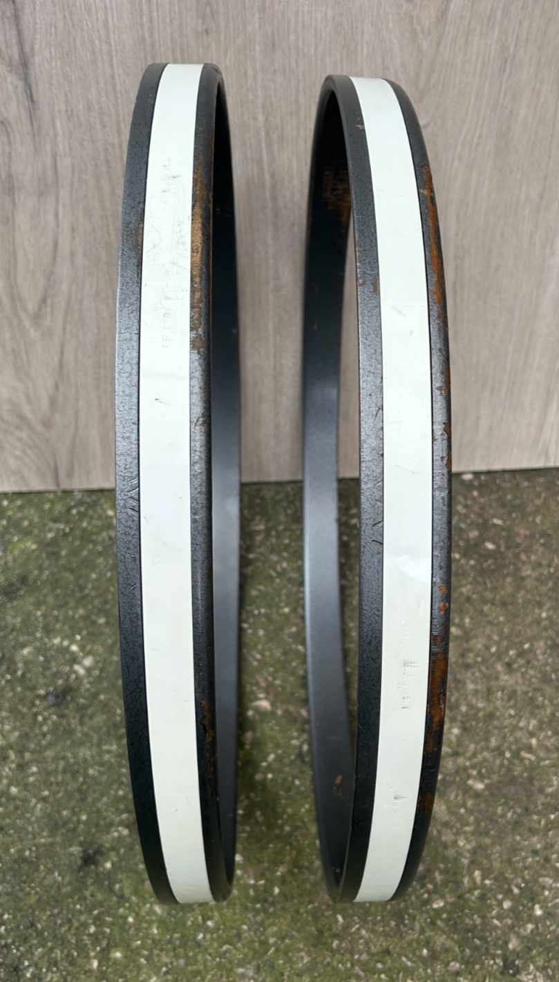 22'' Vintage PREMIER Bass Drum Hoops White inlay (PAIR) photo 5