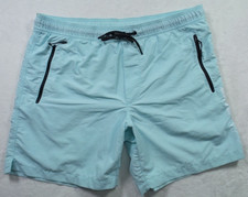 American Eagle Shorts Mens Large Blue Swim Trunks Zip Pockets Drawstring Stretch