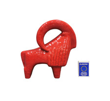 KARLSRUHER MAJOLIKA Steinbock Figur 7061 60er 70er Jahre rot 20cm Dietmar Liedke