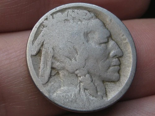 1914 D Buffalo Nickel 5 Cent Piece- Denver, Good Reverse Details