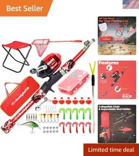 Portable Kids Fishing Kit - Telescopic Rod, Reel, Chair & Tackle Box Included