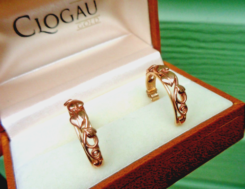 Welsh Clogau Gold Earrings 9ct Yellow & Rose Gold Tree Of Life Pierced 1993 1995 - Picture 12 of 12
