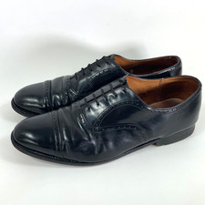 Churchs Black Oxford Shoes Mens UK 9/9.5 Custom Grade Leather Cap Toe Semi Brogu