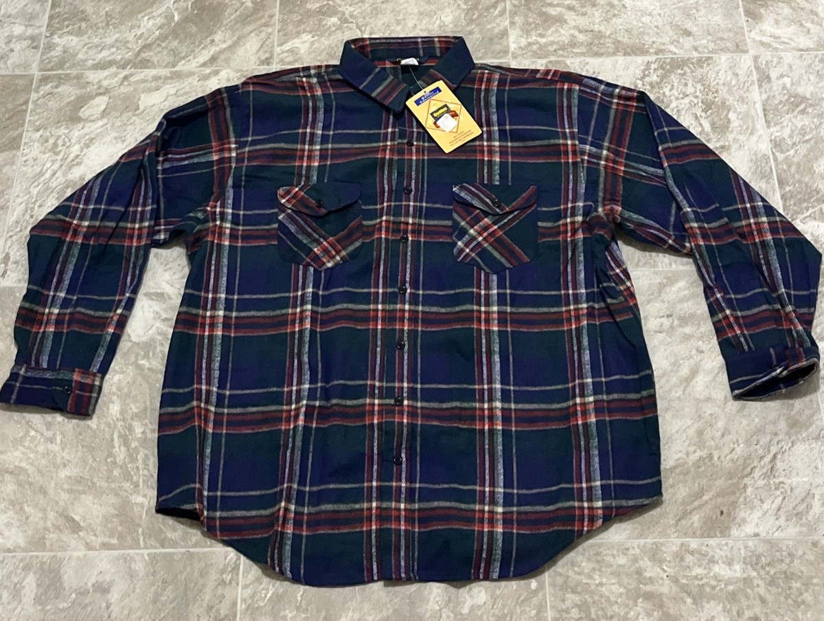 Vtg OshKosh B'Gosh XXXLB Plaid Flannel Button Up Cotton Shirt