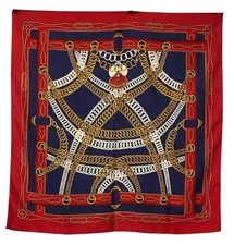 Hermes Silk Scraf Vinatge Carre 90”Maillons” Caty Latham