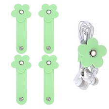 4PCS Cord Organizer Earbuds Holder 3.9'' x 1.5'' Silicone Earphone Wrap Green