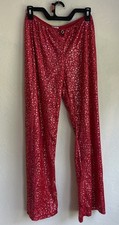 Vintage Y2K Red Velvet Low Rise Wide Leg Pants Fairy Grunge Glitter Goth XL