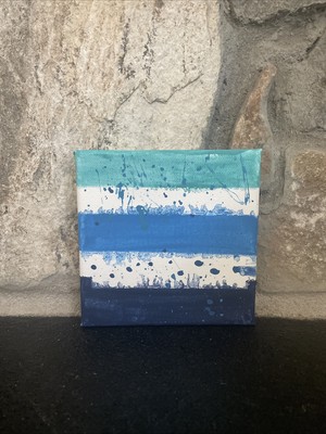Canvas Made By AnnaPaintAll Over It By Anna 5 By 5 Has Teal Blue And Dark Blue