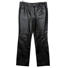 Vintage Newport News Leather Pants Women 10 Black Measures 32X30 Moto Biker