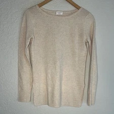 Club Monaco Cashmere Sweater Ribbed Hem Soft Girl Feminine Quiet Luxury Small