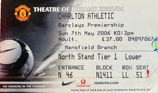 MANCHESTER UNITED V CHARLTON ATHLETIC-07/05/06-Barclays Premier League Ticket.