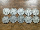 TEN D & S 90% Silver Mercury Dimes 10 different date/D & S mintmark coins