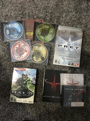 pc computer game lot: timelapse, halo, Quake, prey limited collector s edition 