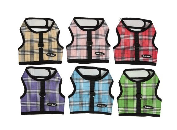Dog Harness Wrap N Go Plaid Lavender Choke Free Mesh Large 18-22"