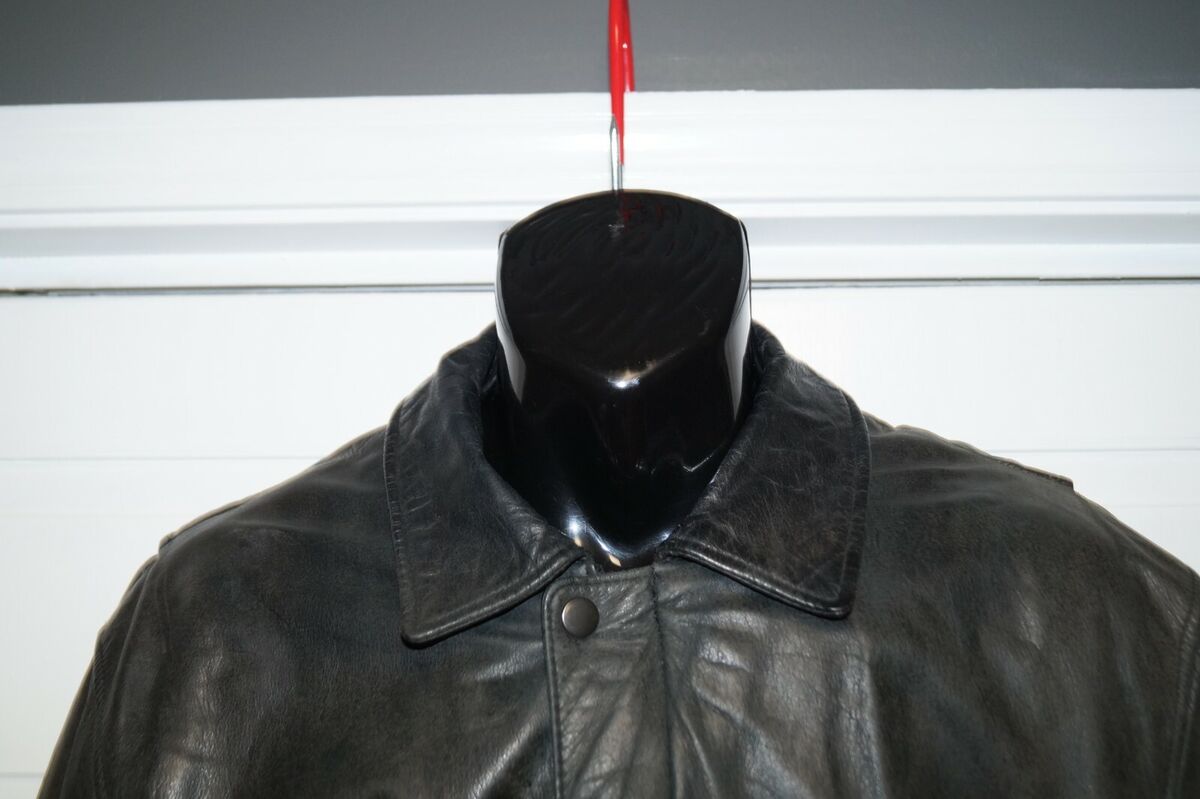 VINTAGE HUNT CLUB BLACK LEATHER BOMBER JACKET COAT MENS 42 VINTAGE HUNT CLUB BLACK LEATHER BOMBER JACKET COAT MENS 42