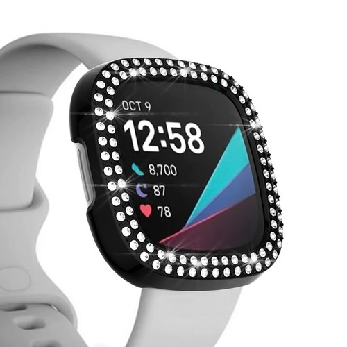 Per Fitbit Versa 3 Fitbit Sense Orologio Cristallo Diamanti TPU Custodia Protezione Paraurti - Foto 2 di 21