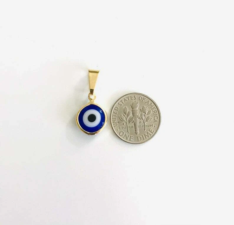 Collar/Colgante/Cadena/Dije Ojo Turco-P120 Oro 18K Azul Mal de Ojo Foto 3 de 4
