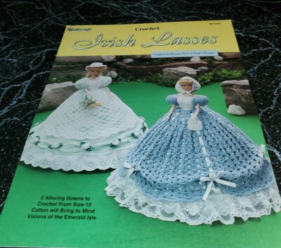 AJ21 THE NEEDLECRAFT SHOP 1999, IRISH LASSES CROCHET PATTERN LEAFLET