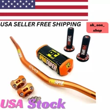 Original "ORANGEPROTAPER Handlebar Fat Bar DIRT BIKE 11/8'' ATV Quad GRIPS Pads