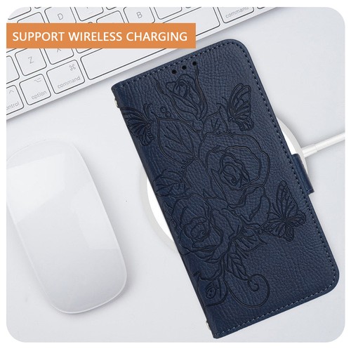 Pretty Embossed Leather Phone Case for Samsung S25 S24 S23 S22 Wallet Flip Cover - Picture 91 of 96