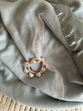 Stretch Pink Heart Beaded Bracelet With Stylish Ribbon for Women Girls