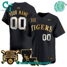 YC LSU Tigers 2025 College World Series Champions Gold Vapor Baseball Jersey