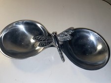Mariposa Dragonfly Bowl Double Sided Nut Candy Trinket Cast Aluminum