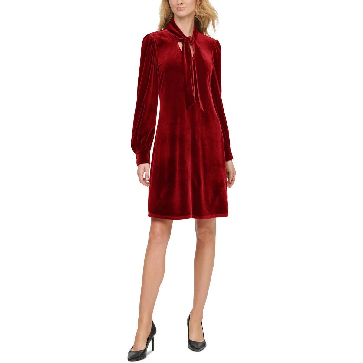 Calvin Klein Womens Red Velvet Mini Cocktail and Party Dress 4 BHFO 2860