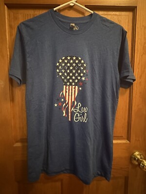 NWOT! Chalk Talk Red White Blue Lacrosse T-Shirt woman Small Lax Girl Flag 