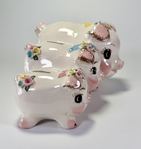 Vintage Relco Three Adorable Pigs Ceramic Piggy Savings Bank - 第 4/8 張圖片