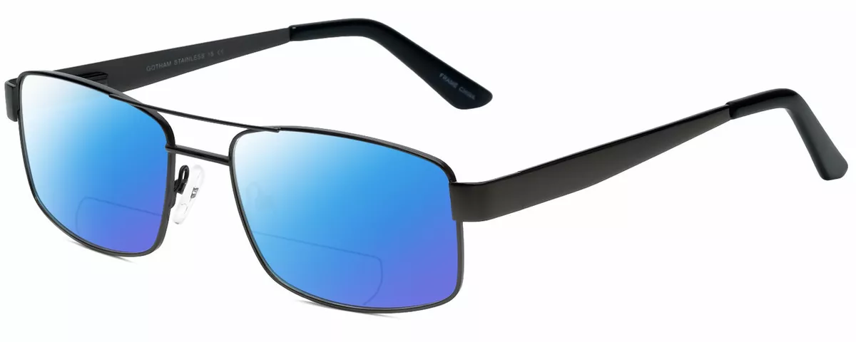 Gotham Style 15 Mens Designer Polarized BIFOCAL Reading Sunglasses in Black 56mm
