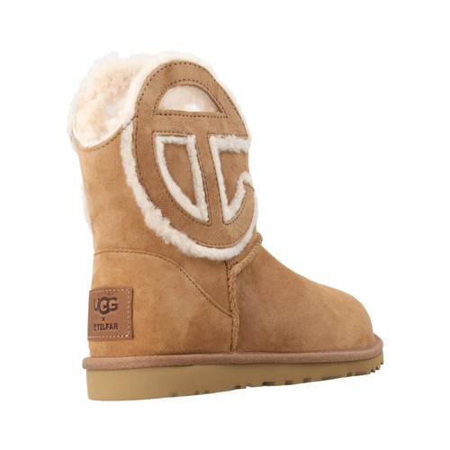 Ugg x Telfar Mini Ankle Boot Brown Shearling Suede Pull On Flat Heel Comfort - Picture 8 of 11