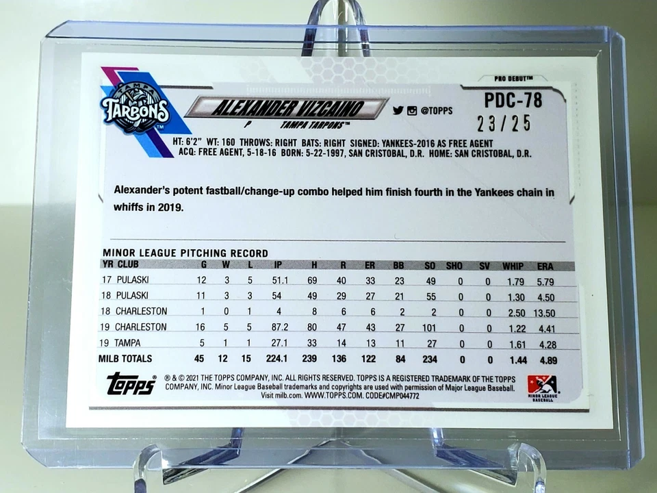 Alexander Vizcaino 2021 Topps 1st Pro Debut Chrome Orange Refractor 23/25 Yanks - Image 2 of 2