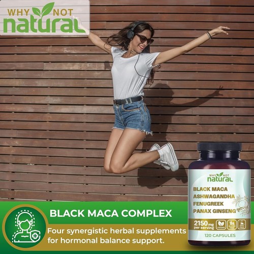 Why Not Natural 4-in-1 Organic Black Maca Root, Ashwagandha, Fenugreek, Panax Gi - Picture 4 of 9