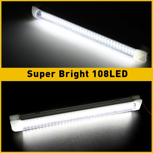2x LED White Cabin Interior Lamp Caravan Roof Dome Light 108LED Boat Campervan - Picture 8 of 11
