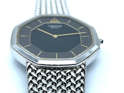 Near MINT Vintage SEIKO Credor Men's Quartz Watch Octagon Dial