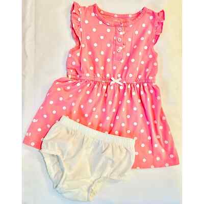 Carter s pink & white polka dot dress & bottoms 2-piece set- size 24 months