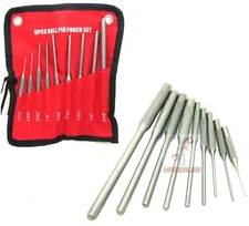 9 Pc Forged Steel Roll Pin Punch Set in Roll Up Pouch Case Rifle Gunsmithing