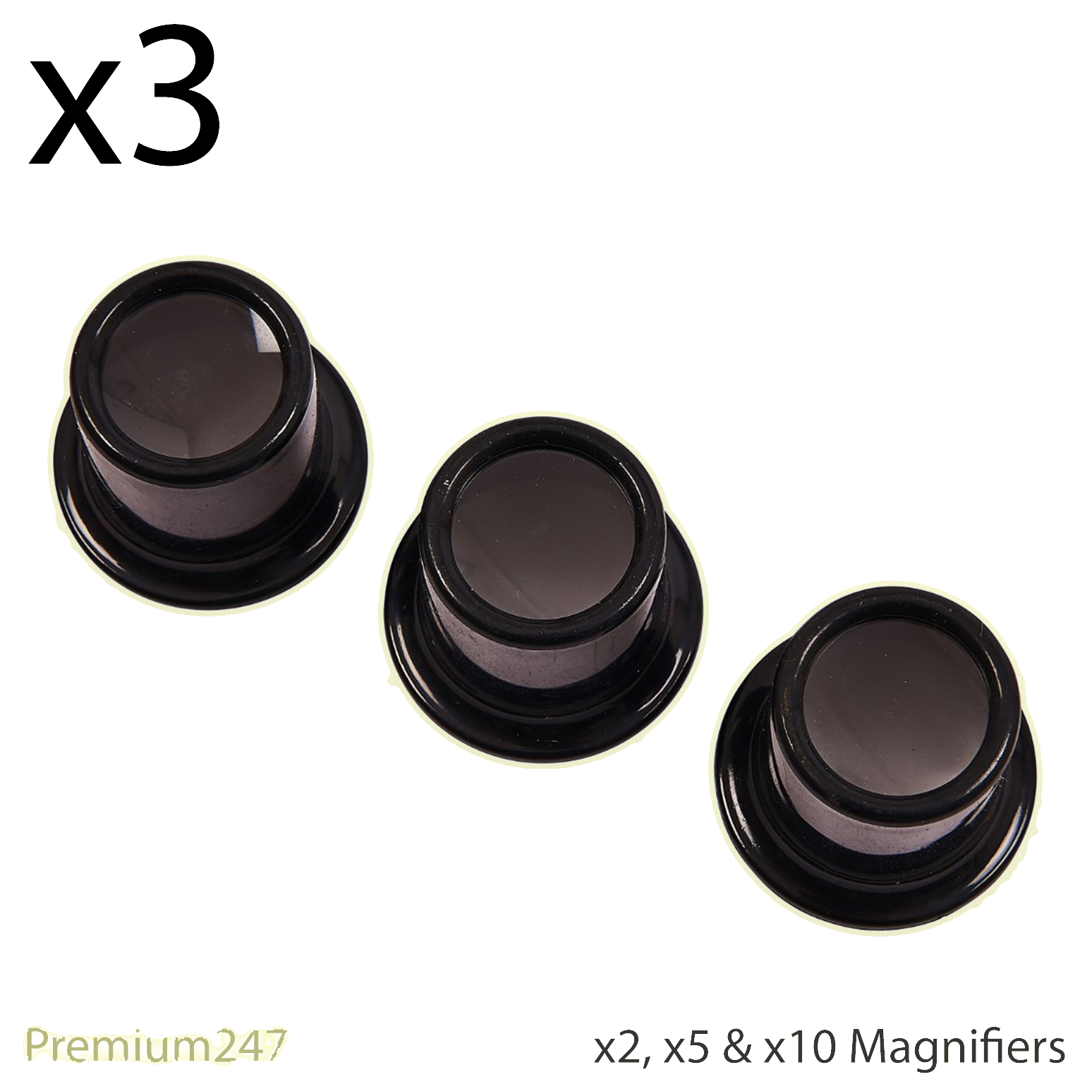 3pcs Jewellers Monocle Magnifying Eye Glass Loop Loupe Diamond Gold