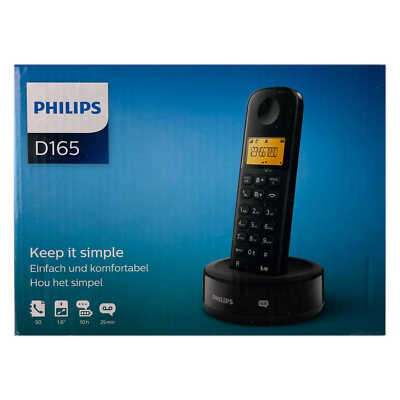 Philips Schnurloses Telefon D1651B/0 Haustelefon mit Anrufbeantworter Display