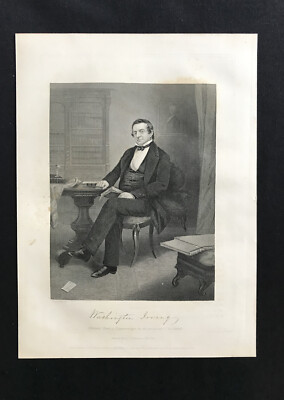 steel engraving Irving Washington Sleepy Hollow New York Headless 3 America 250